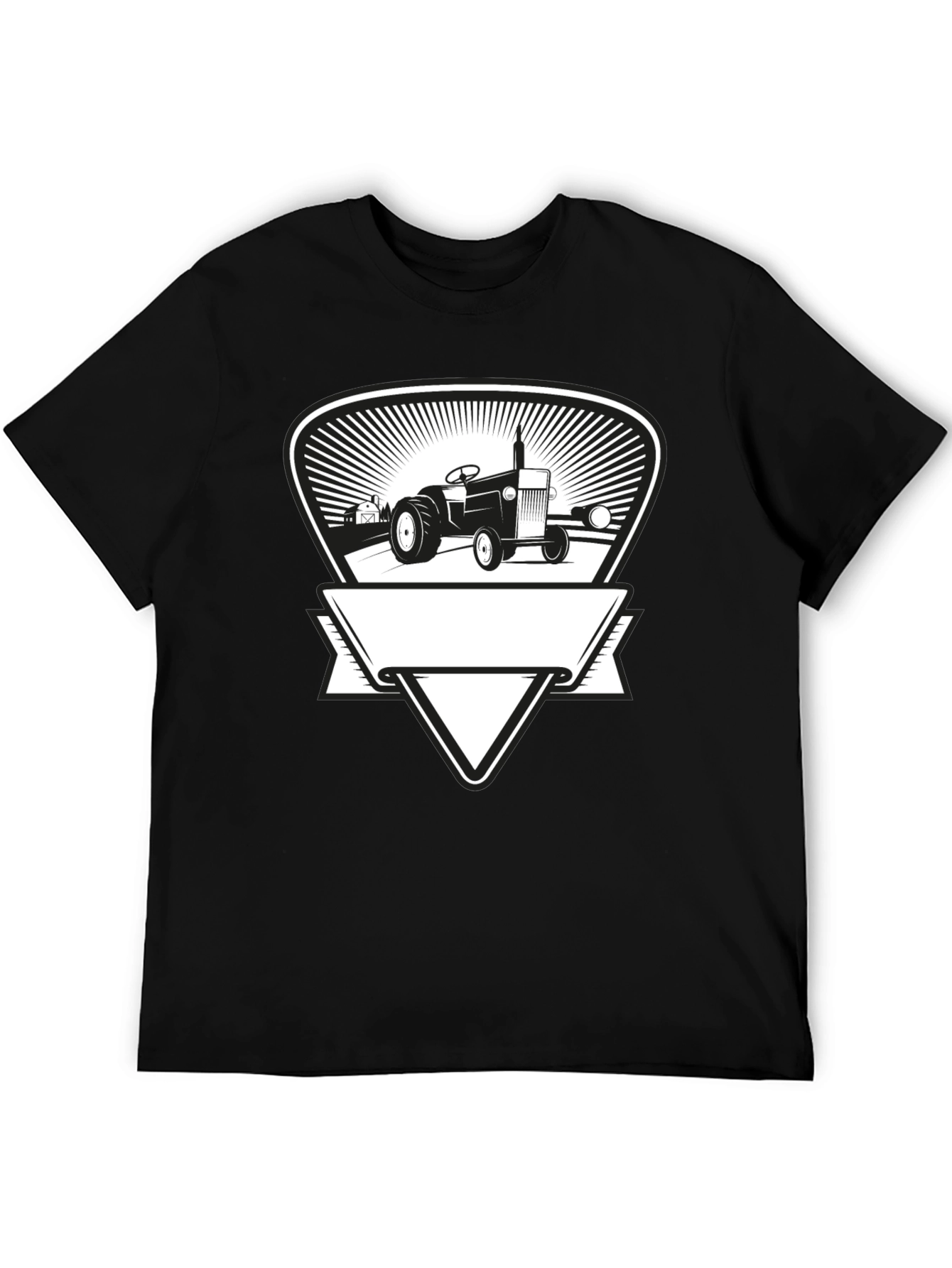 Tractor Graphic Tee - Black Cotton Farmer Style