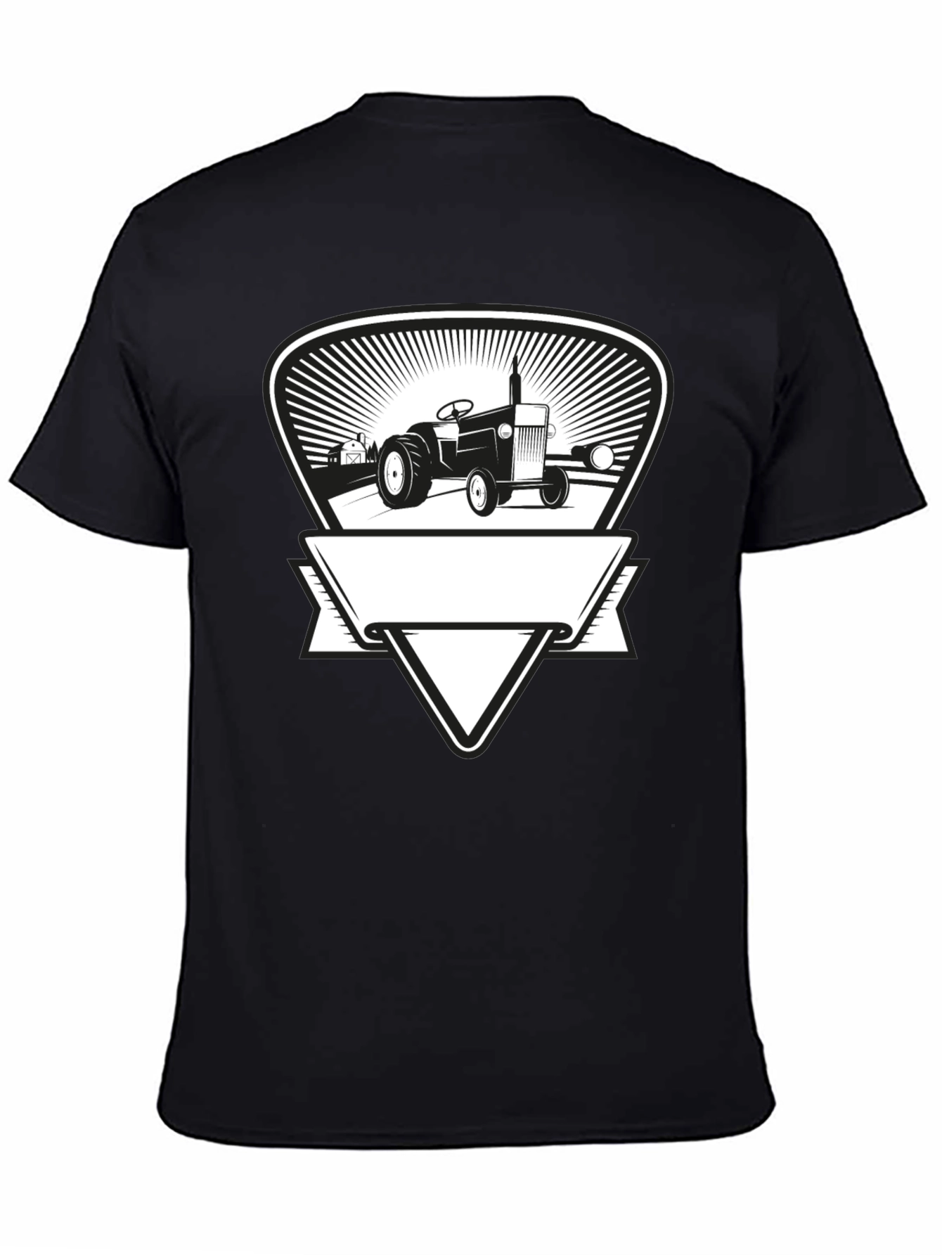 Tractor Graphic Tee - Black Cotton Farmer Style