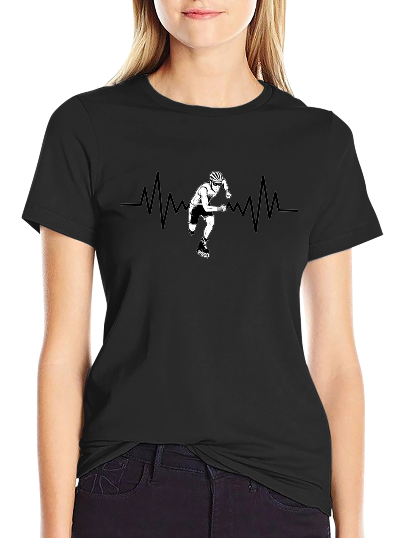 Inline Skate Heartbeat Black T-Shirt