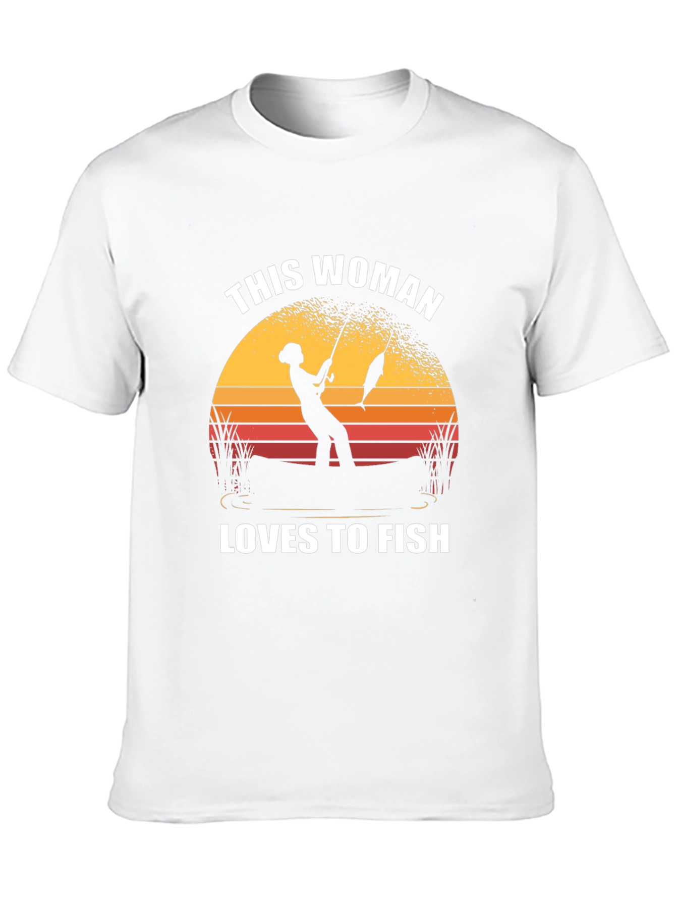 This Woman Loves To Fish Black T-Shirt
