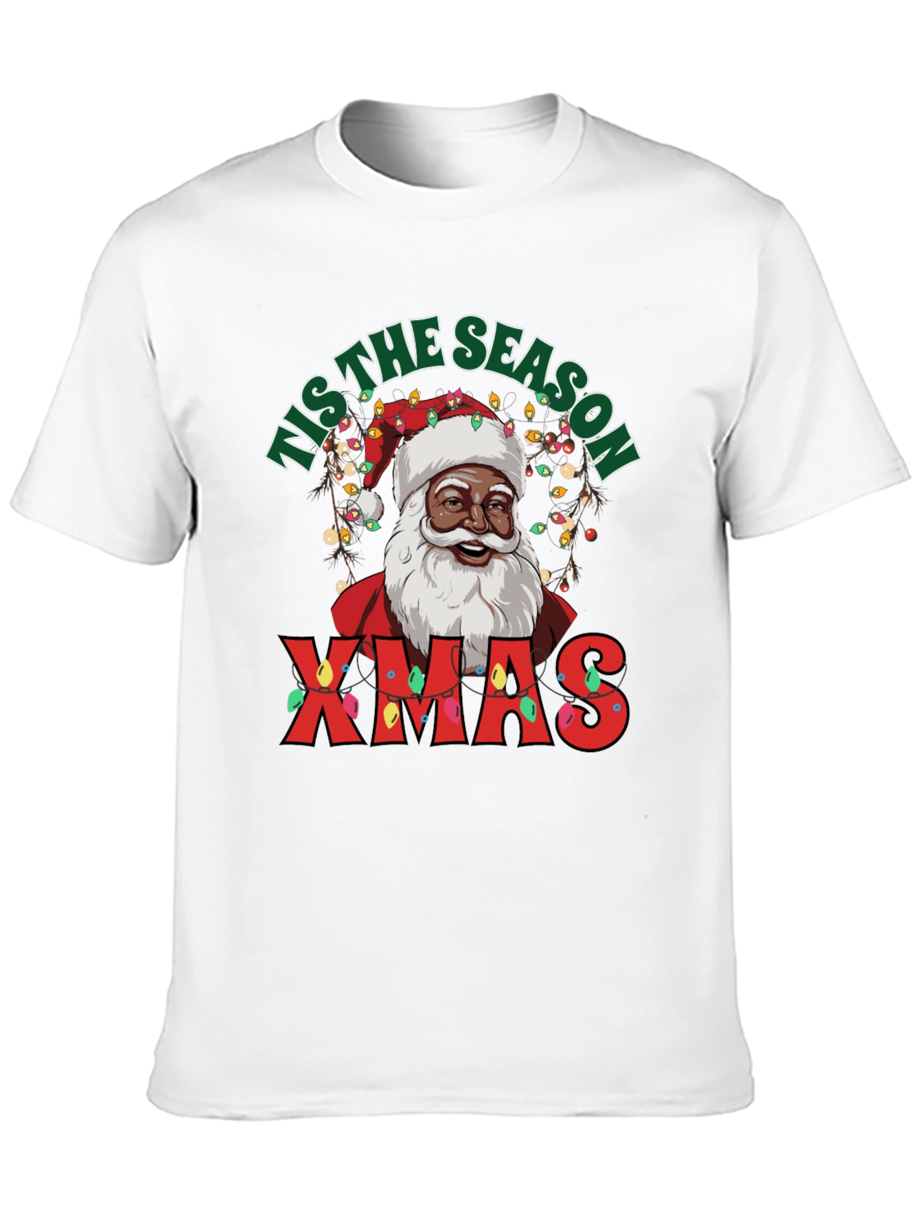 Tis the Season Black Santa Xmas T-Shirt