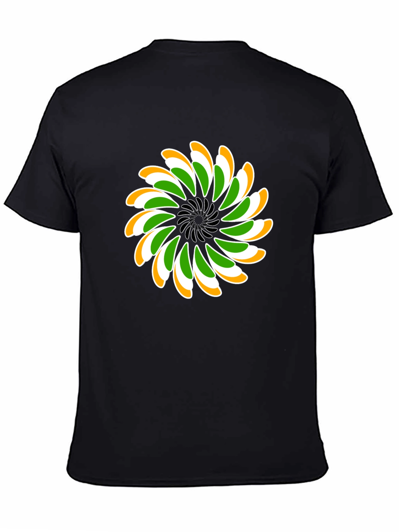 Indian Flag Floral T-Shirt - Black Cotton Blend