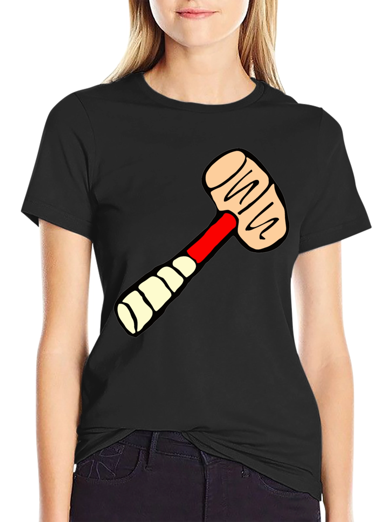 Cartoon Mallet Graphic Tee - Novelty T-Shirt