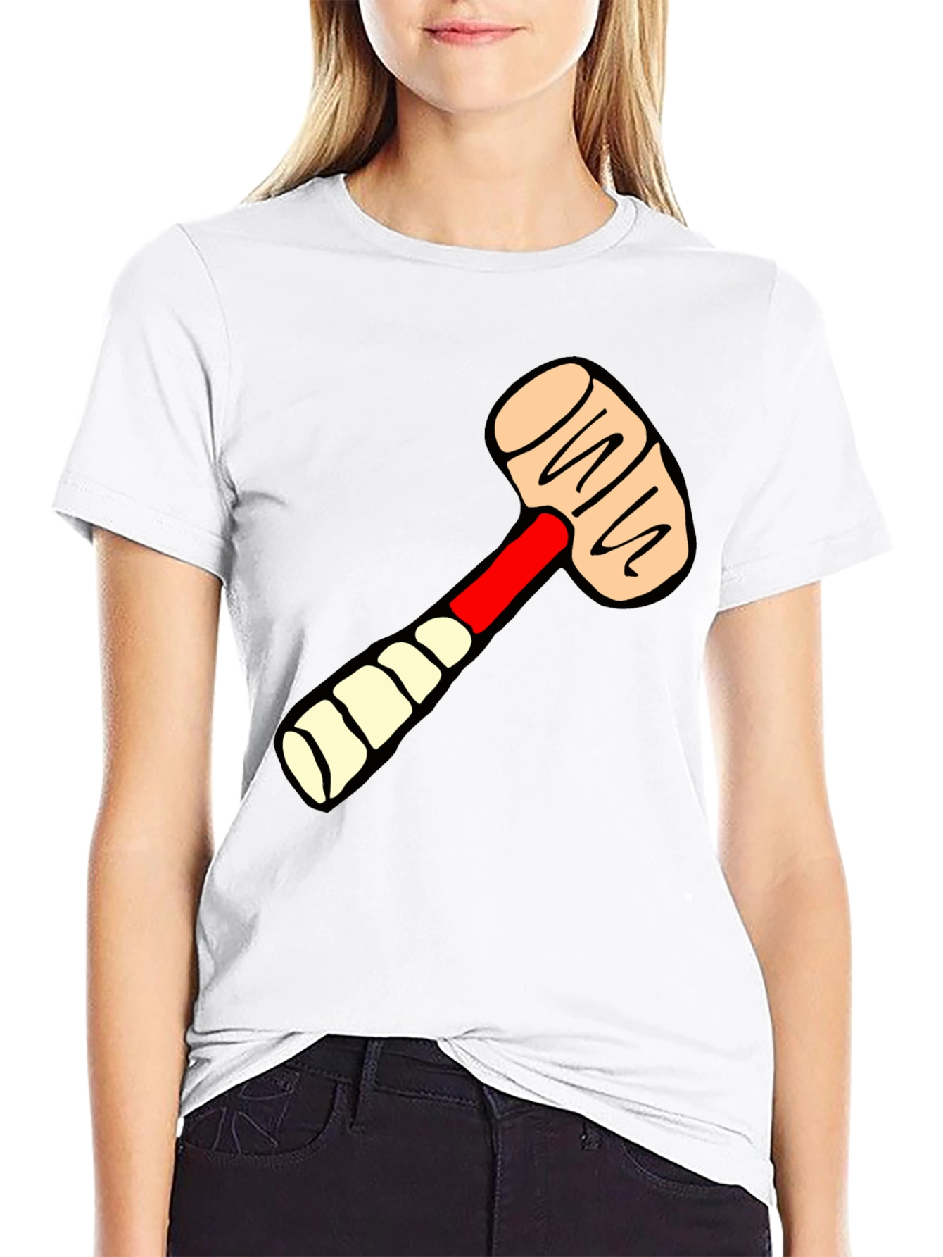 Cartoon Mallet Graphic Tee - Novelty T-Shirt