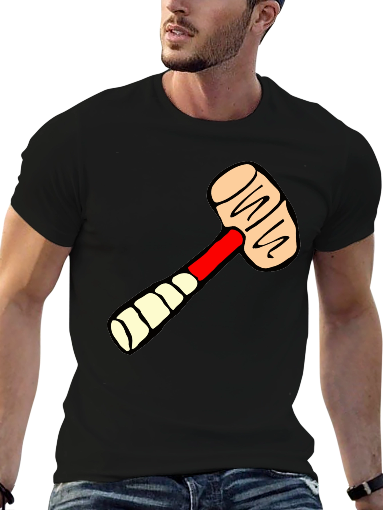 Cartoon Mallet Graphic Tee - Novelty T-Shirt