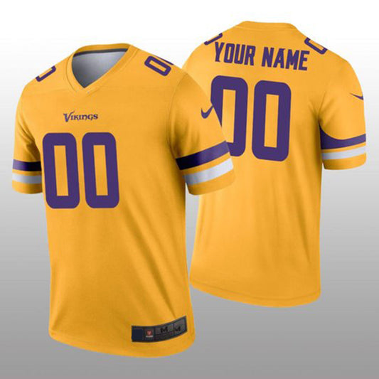 Custom1 Minnesota Vikings Gold Inverted Legend Jerseys Stitched Jerseys Football Jerseys