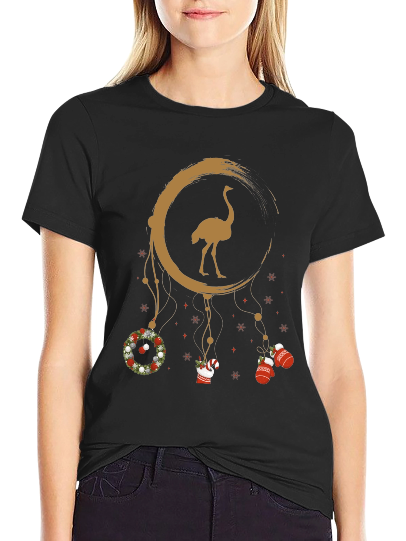 Ostrich Dreamcatcher Christmas Graphic Tee