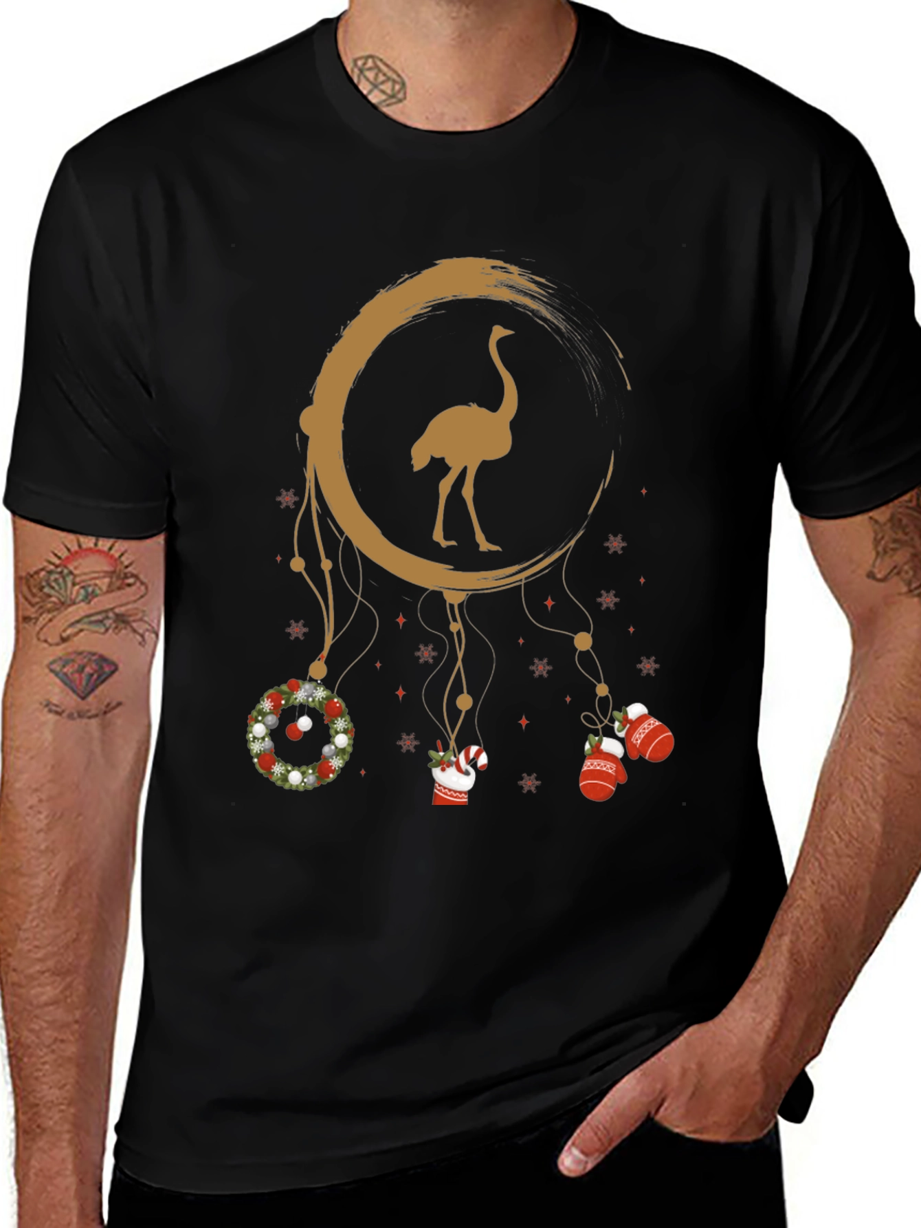 Ostrich Dreamcatcher Christmas Graphic Tee