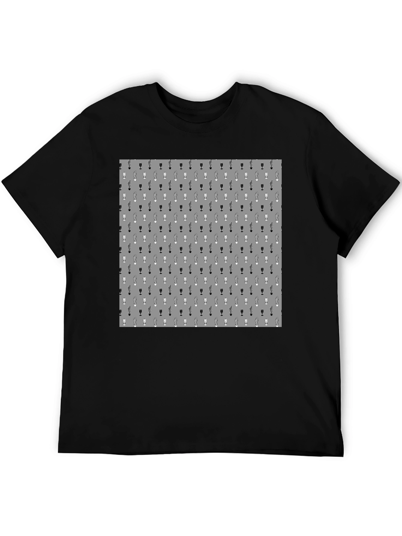 Novelty Beer Glass Pattern Black T-Shirt