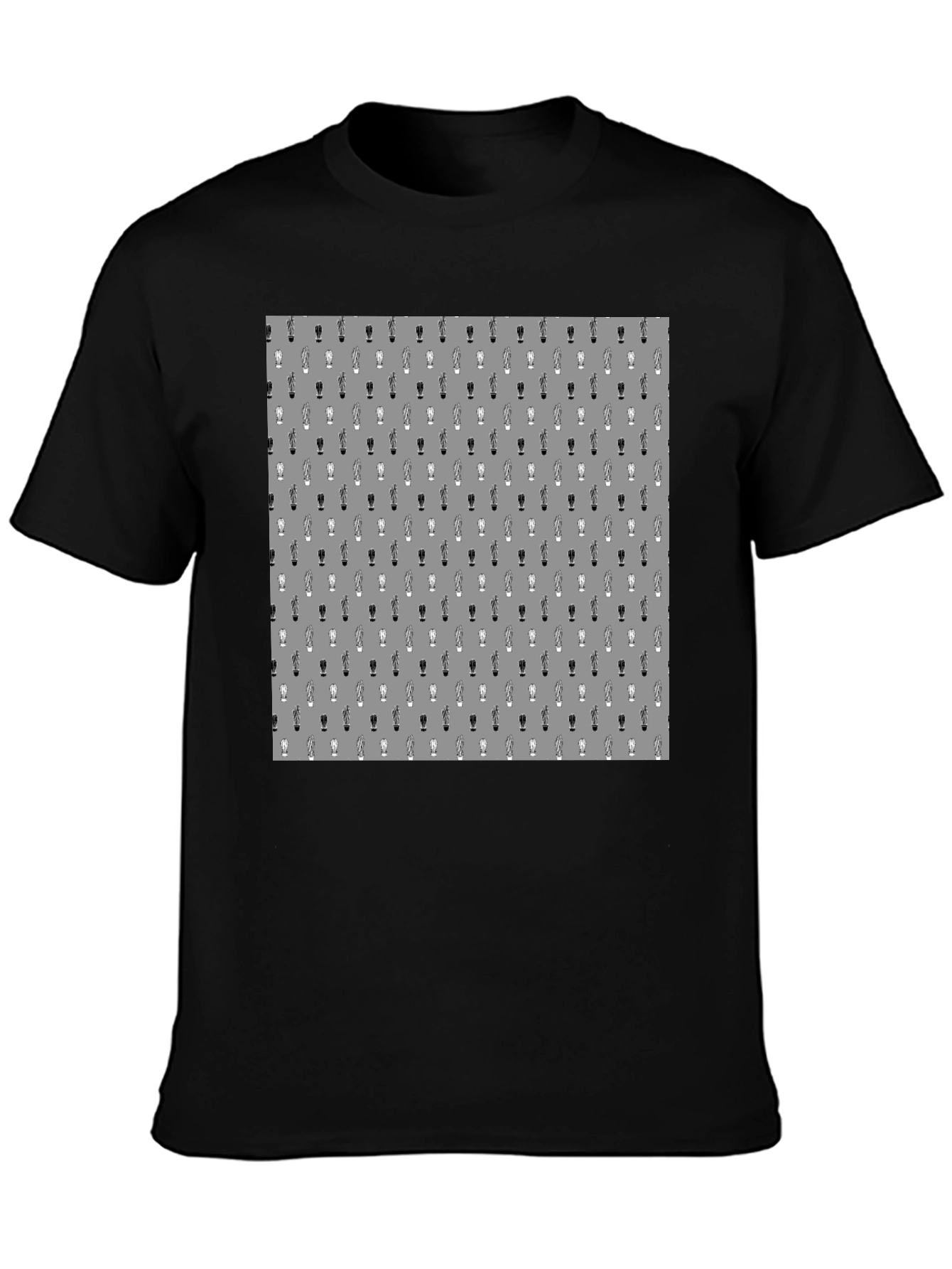 Novelty Beer Glass Pattern Black T-Shirt