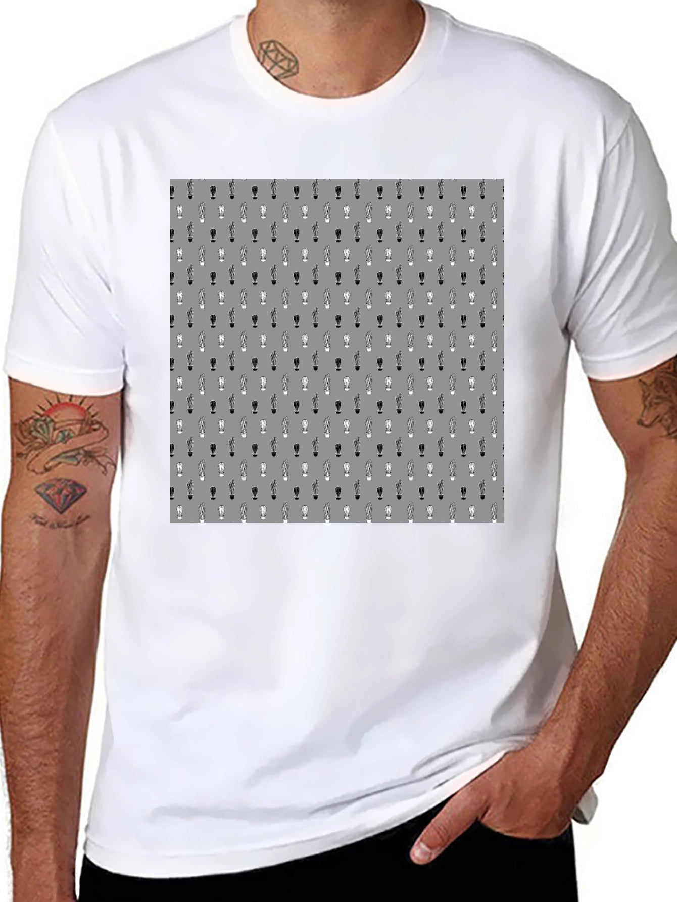 Novelty Beer Glass Pattern Black T-Shirt