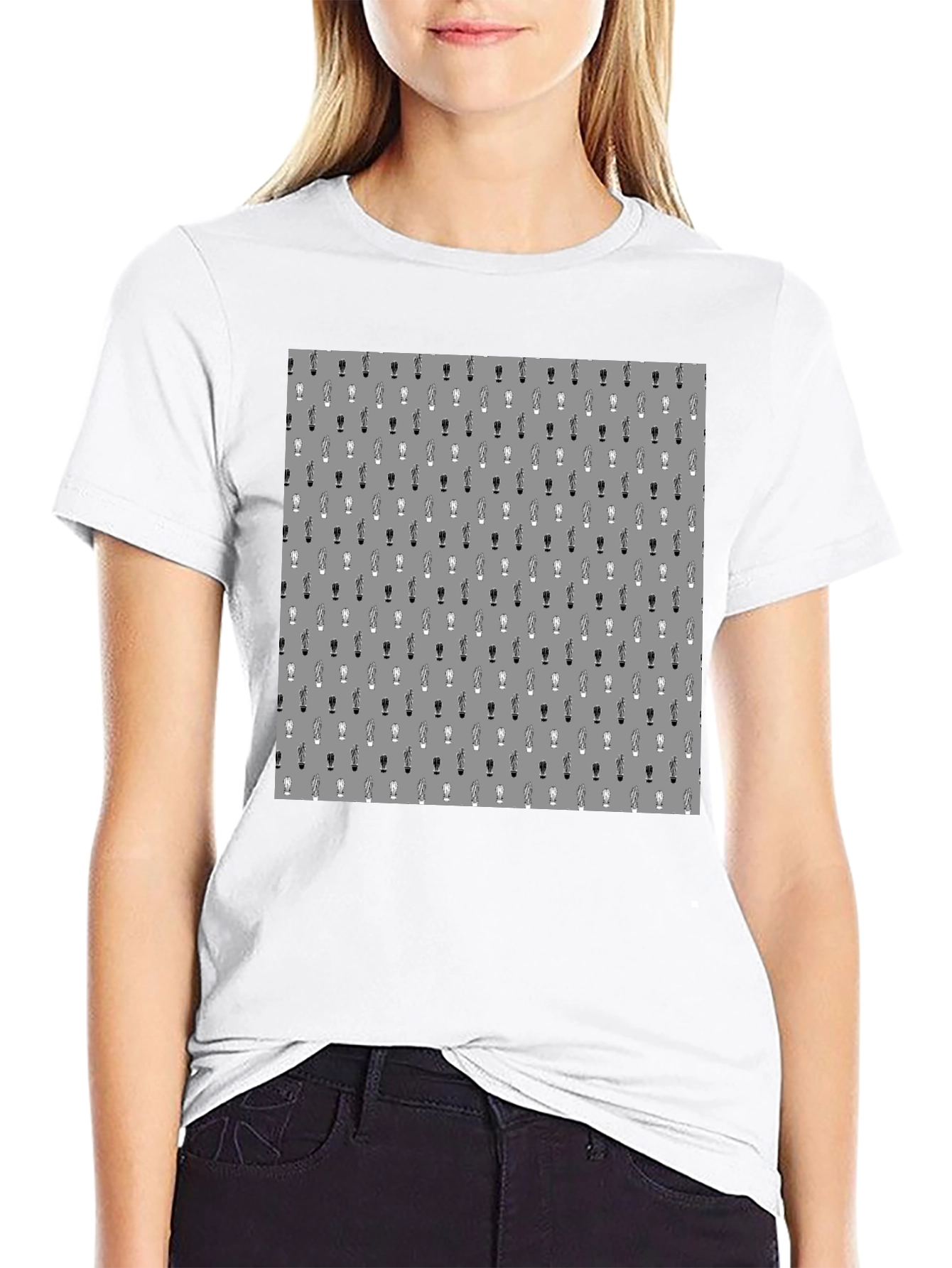 Novelty Beer Glass Pattern Black T-Shirt