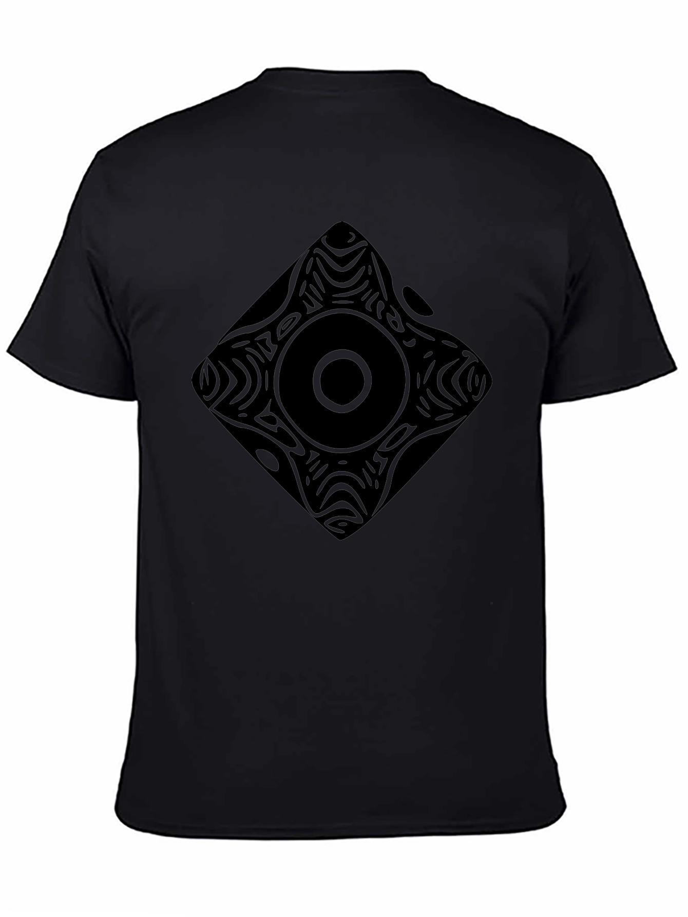 Abstract Geometric Print Black Tee