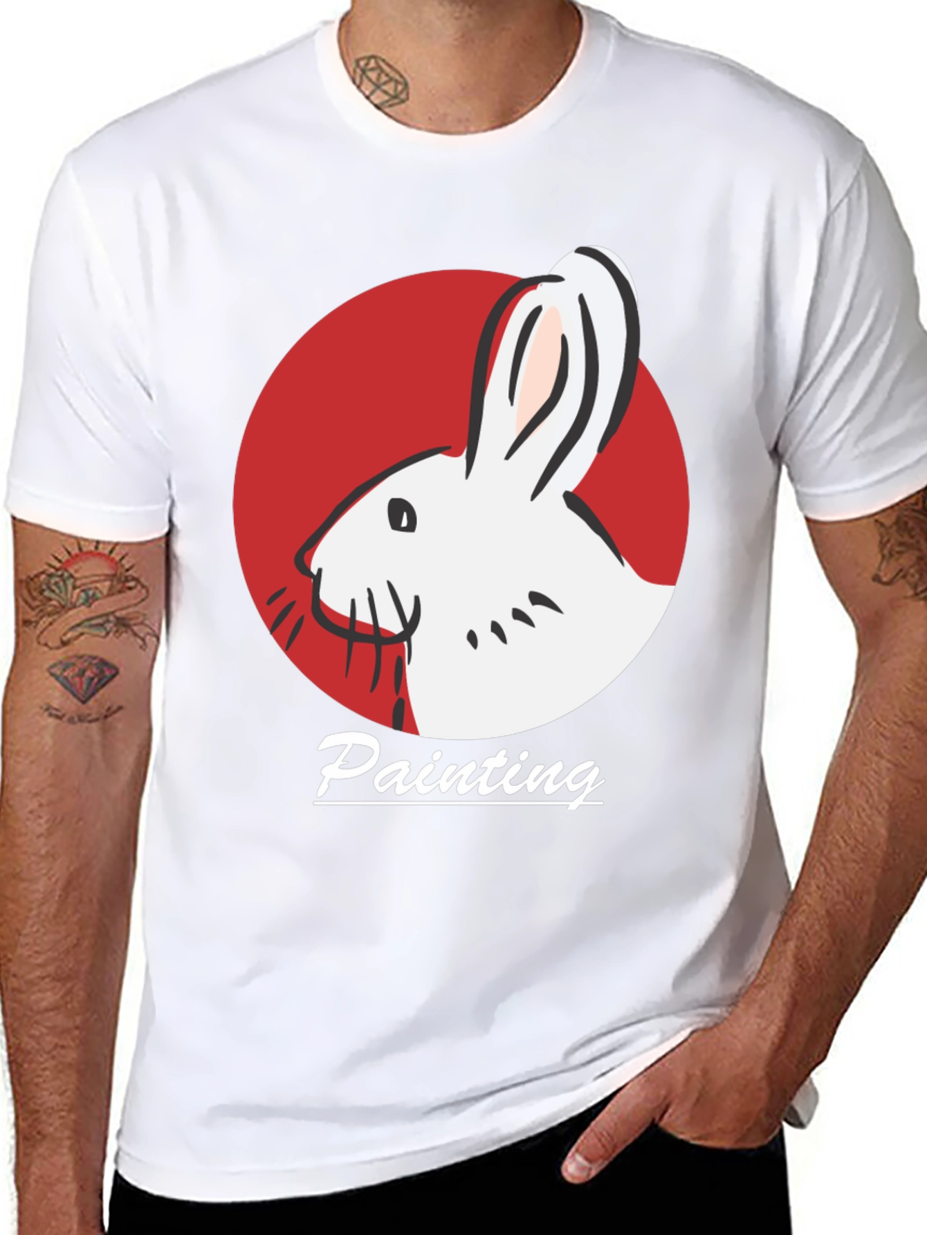 Rabbit Painting Black T-Shirt