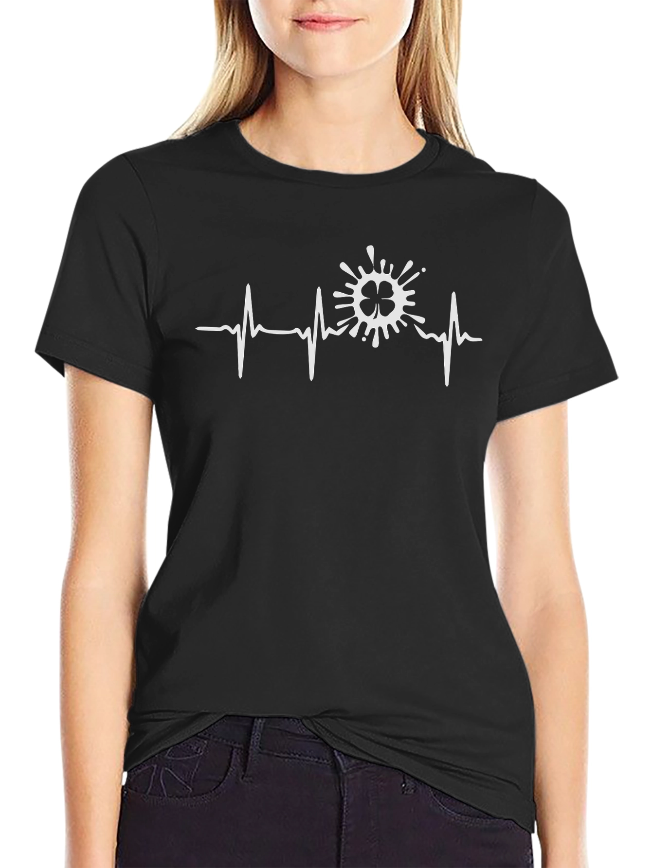 Shamrock Heartbeat Graphic Tee - St. Patricks Day Shirt