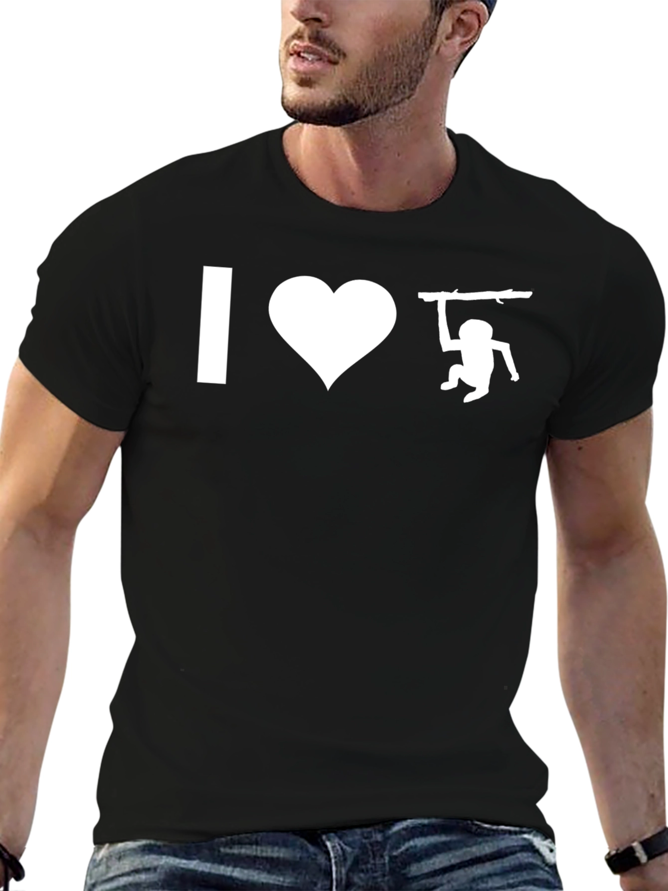 I Heart Monkeys Graphic Tee - Black Cotton T-Shirt