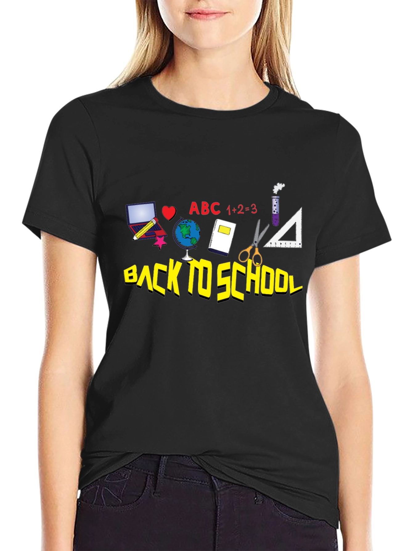 Back to School Graphic Tee - Black Cotton T-Shirt