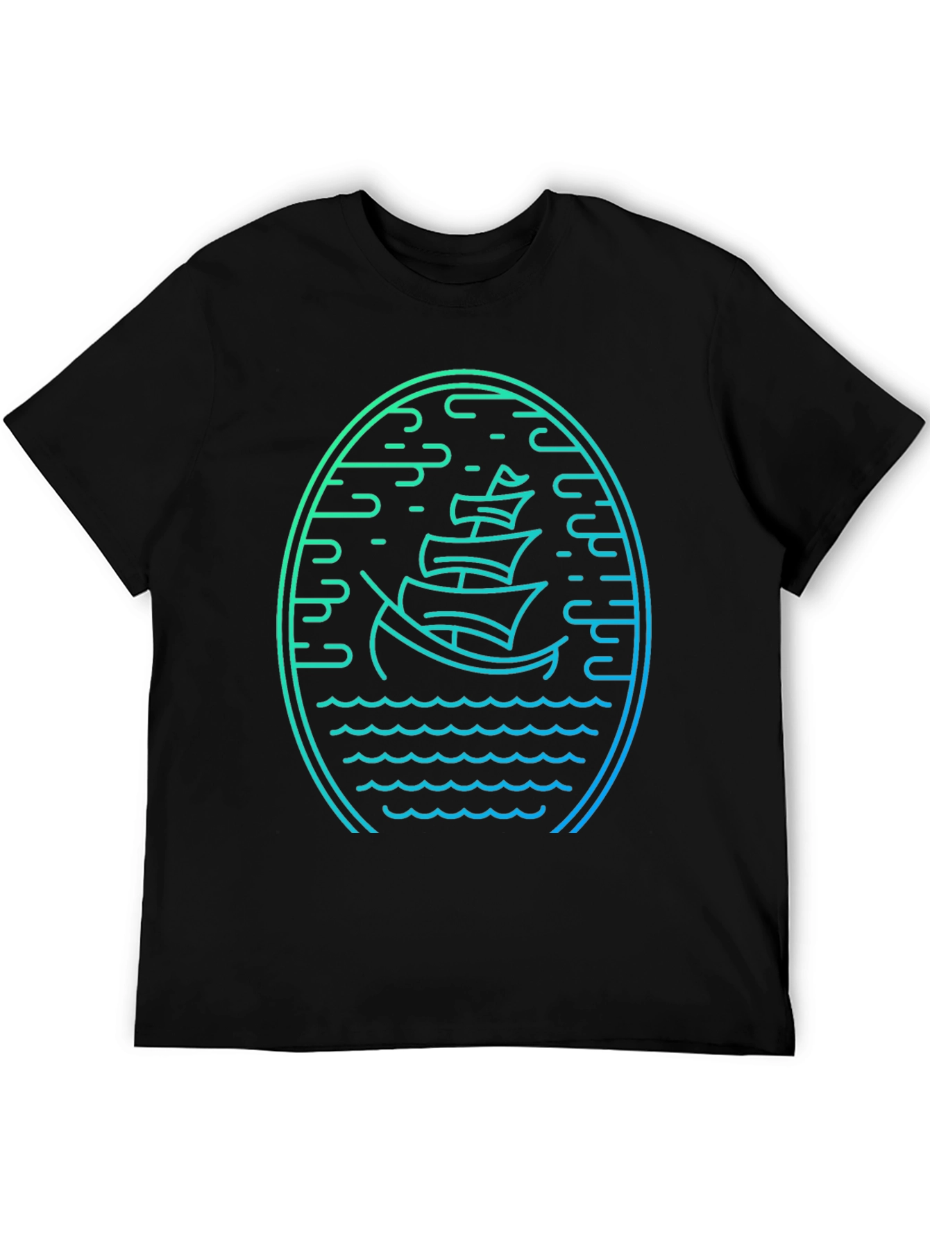 Nautical Boat Graphic Tee - Mens Black T-Shirt