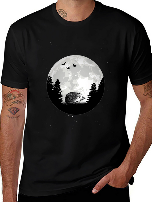 Moonlit Hedgehog Graphic Tee - Black