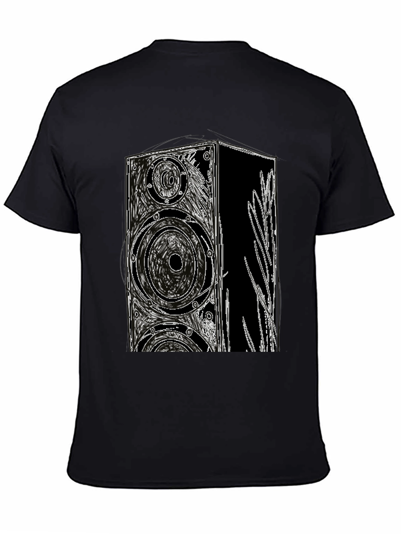 Black T-Shirt with Speaker Graphic