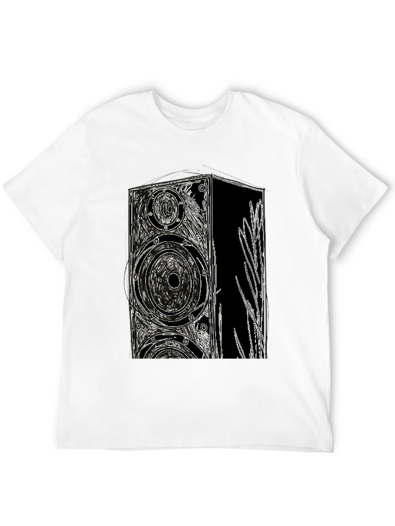 Black T-Shirt with Speaker Graphic