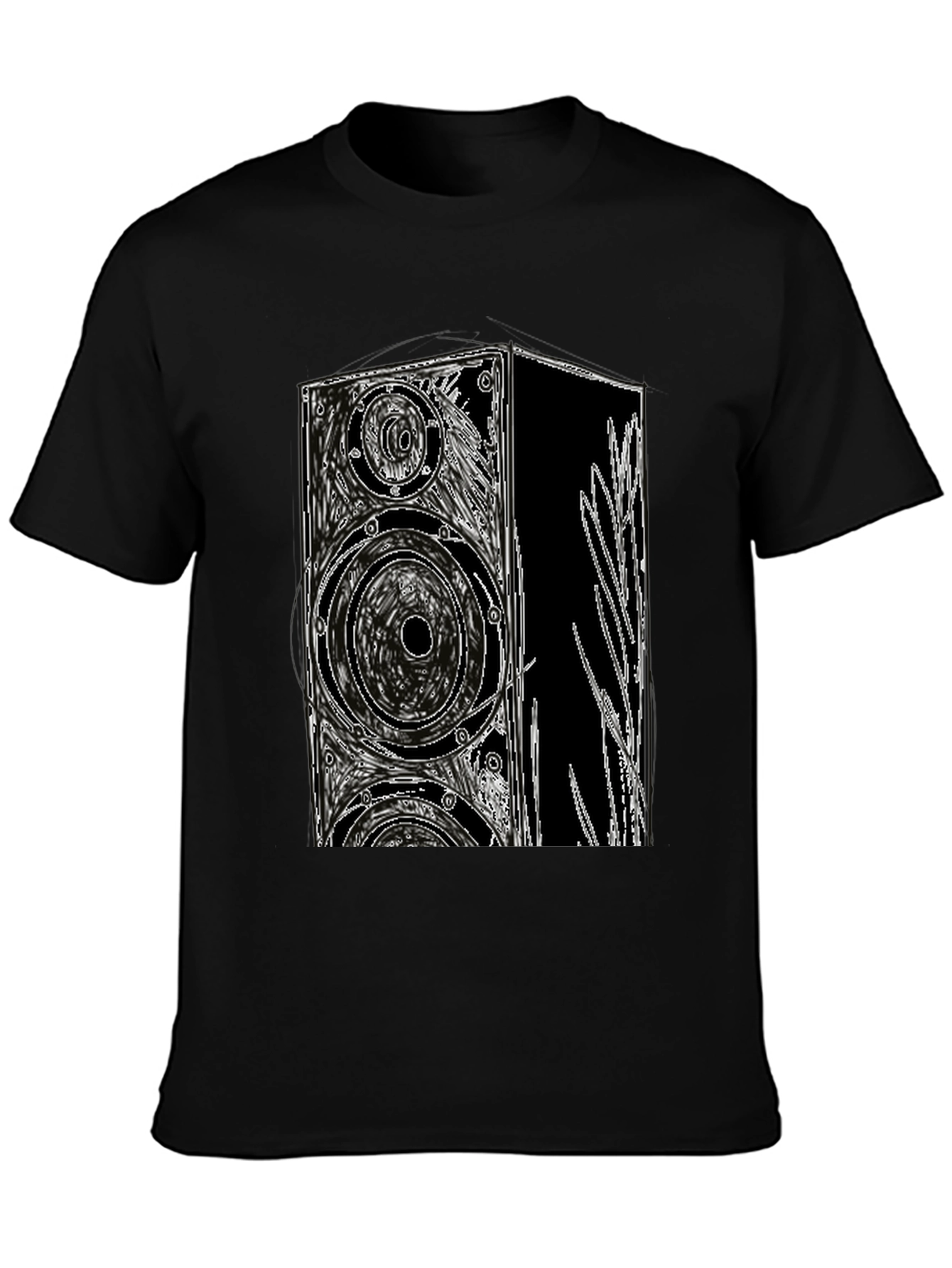 Black T-Shirt with Speaker Graphic