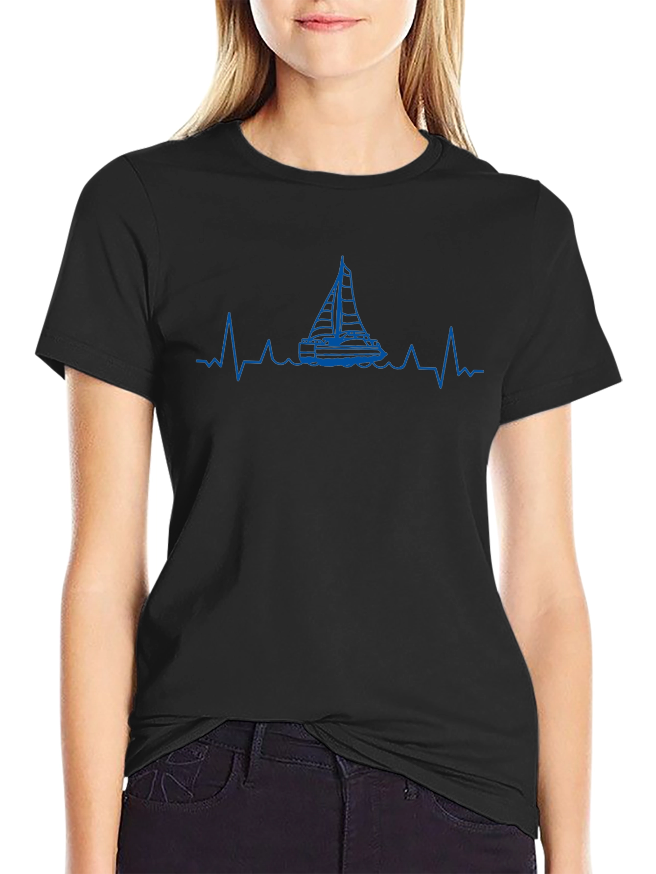 Sailboat Heartbeat Graphic T-Shirt