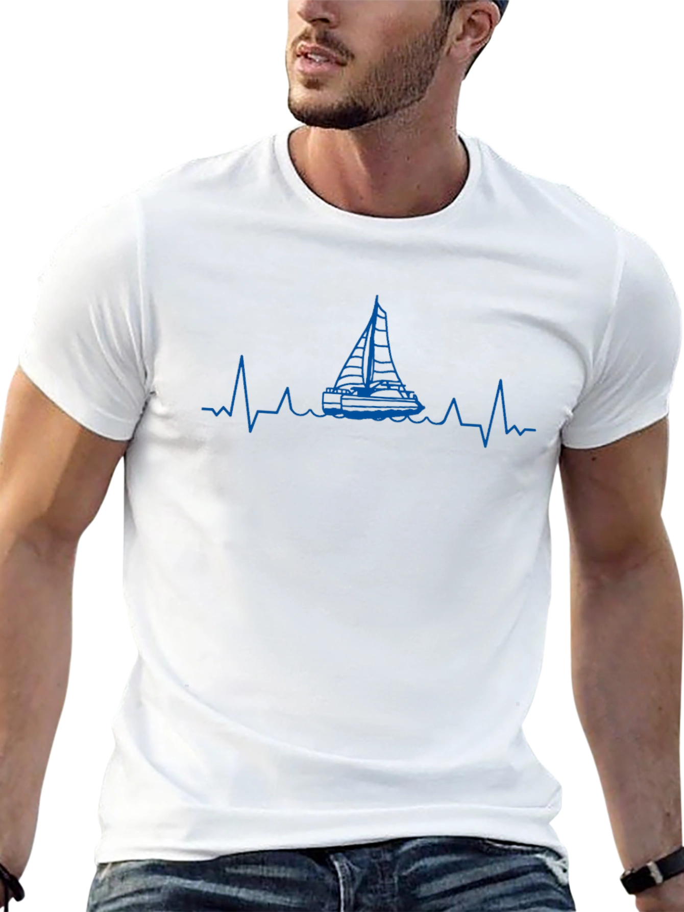 Sailboat Heartbeat Graphic T-Shirt