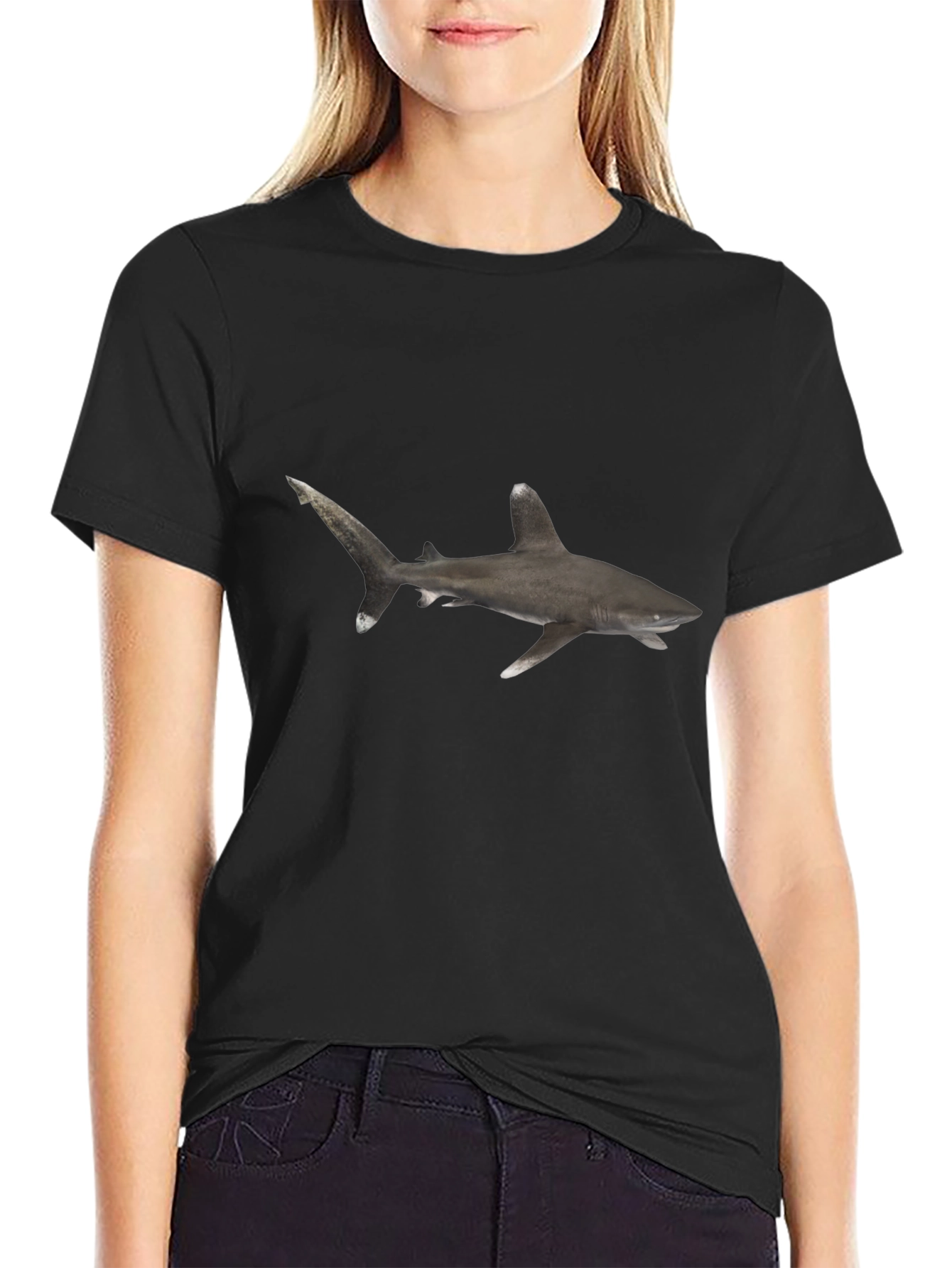 Shark Graphic Black T-Shirt - Mens Casual Tee