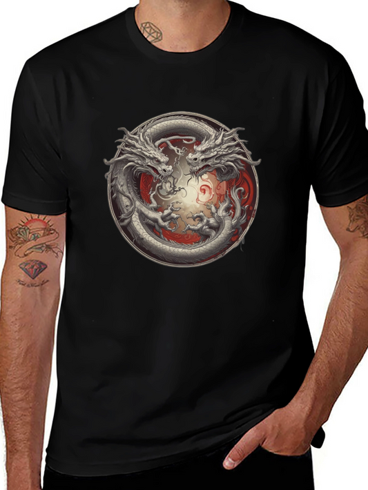 Yin Yang Dragon Graphic T-Shirt