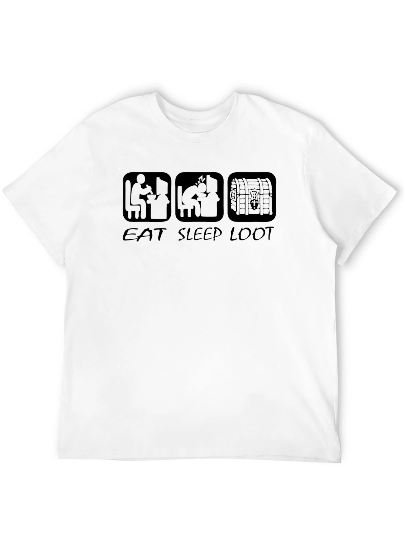Eat Sleep Loot Black T-Shirt Gaming Graphic Tee