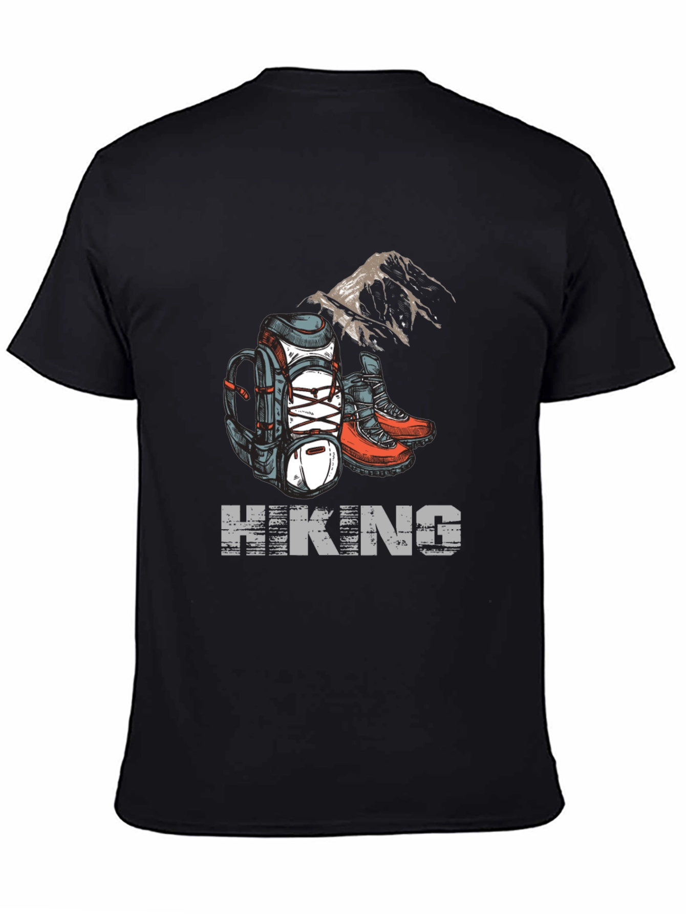 Hiking Adventure Graphic Tee - Black Cotton Shirt