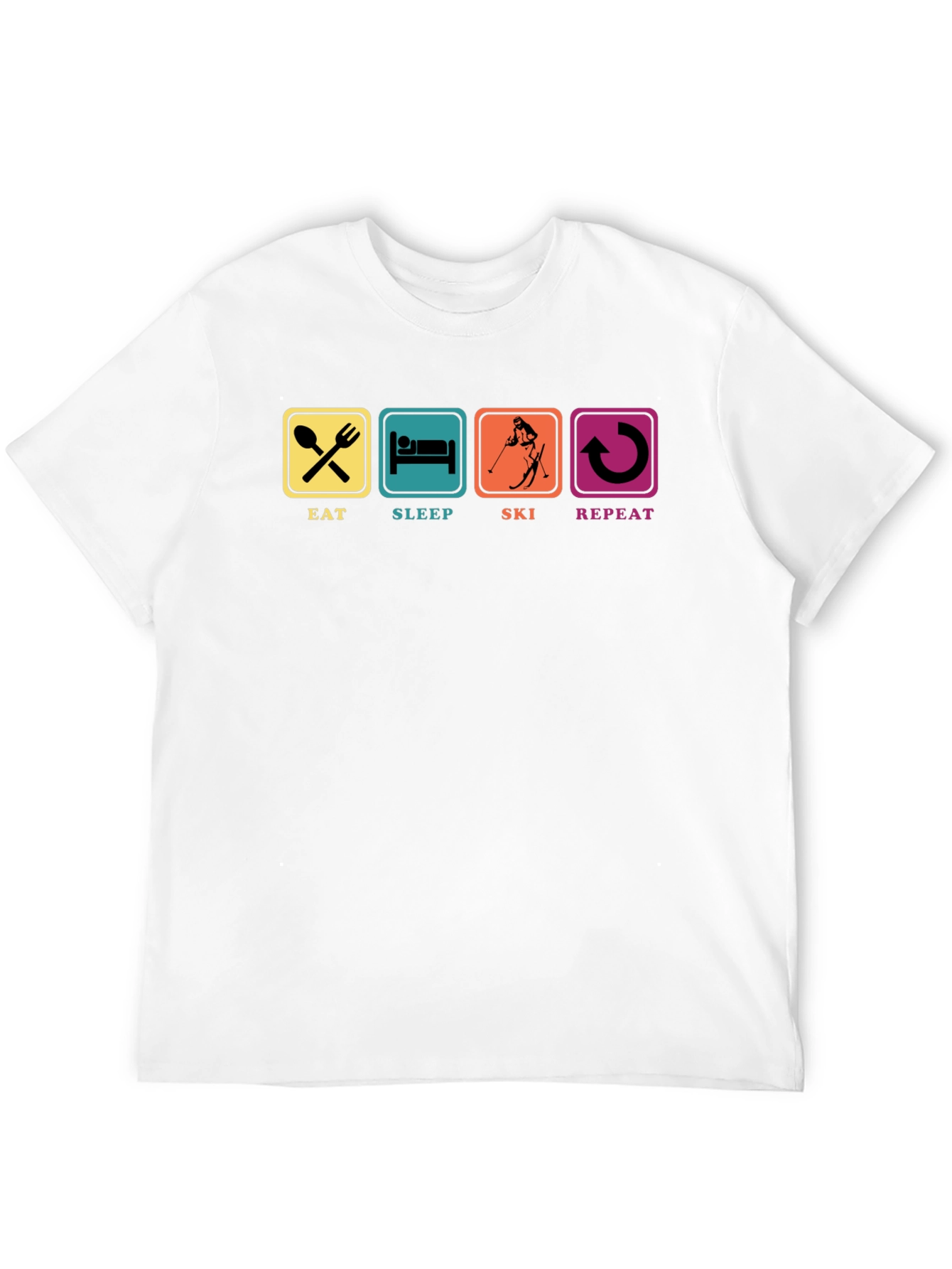 Eat Sleep Ski Repeat T-Shirt Black