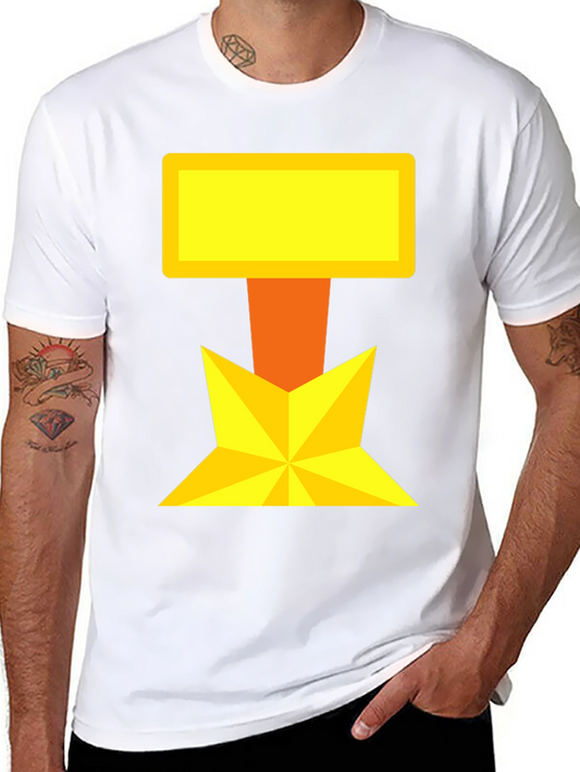 Bold Geometric Graphic Tee - Black Cotton Blend