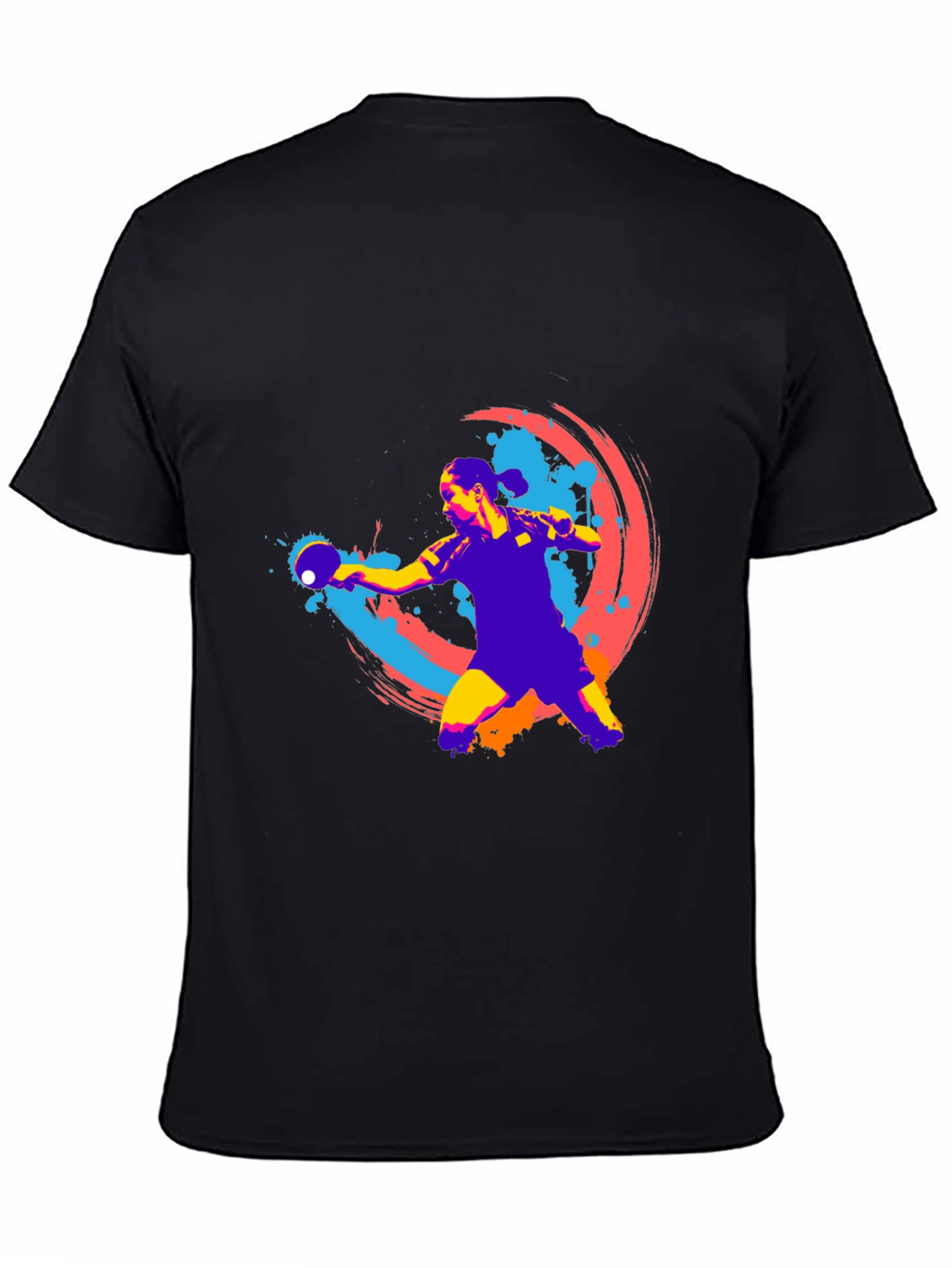 Ping Pong Player Graphic T-Shirt - Black