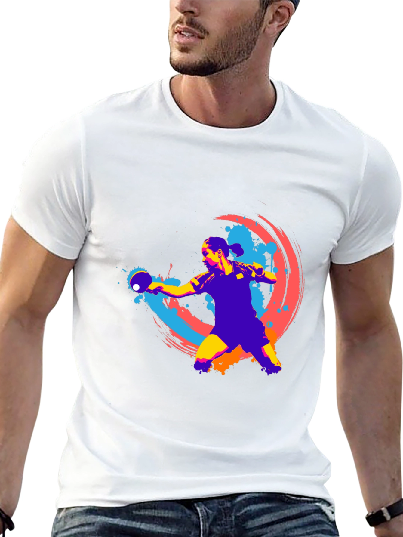Ping Pong Player Graphic T-Shirt - Black