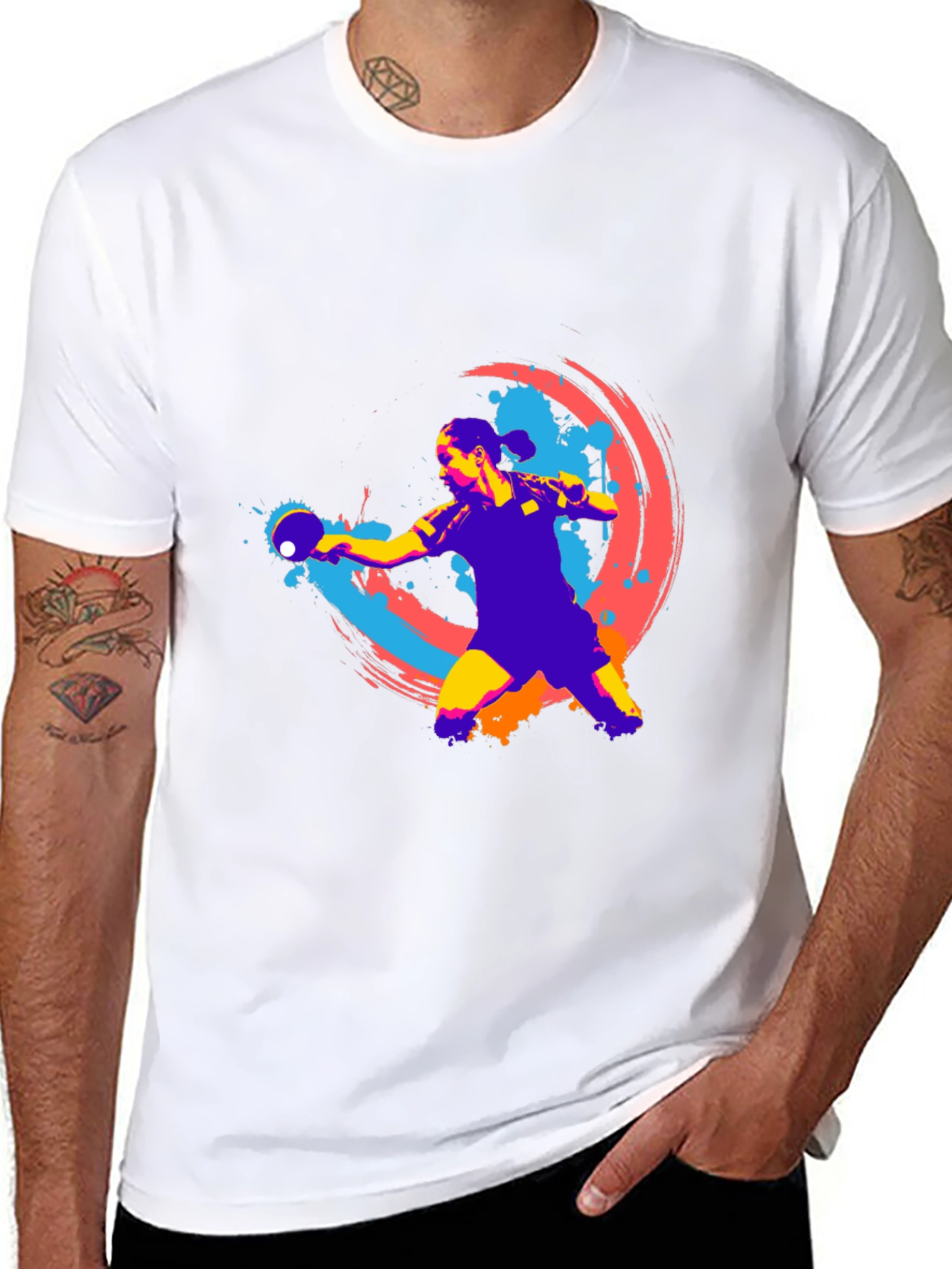 Ping Pong Player Graphic T-Shirt - Black