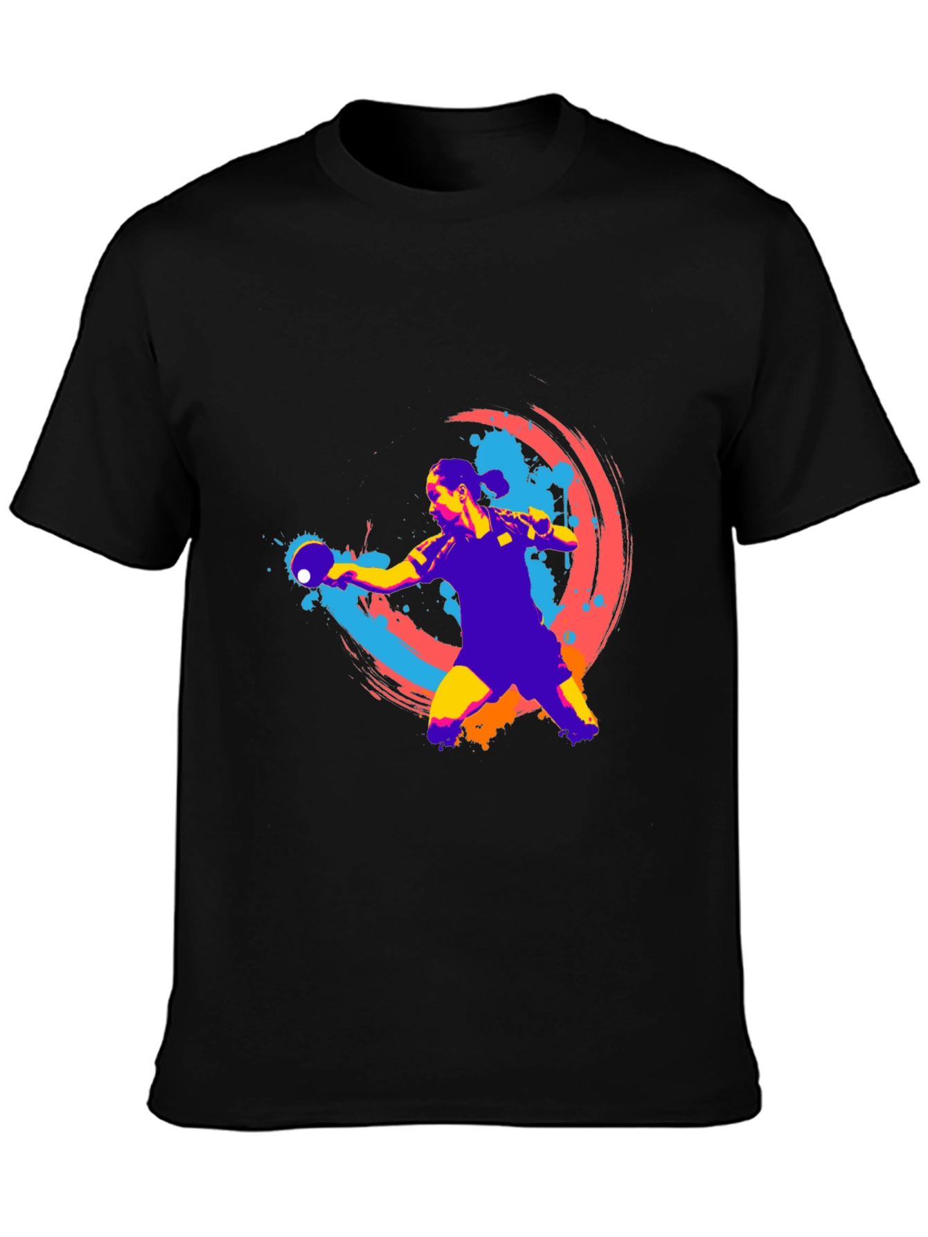 Ping Pong Player Graphic T-Shirt - Black
