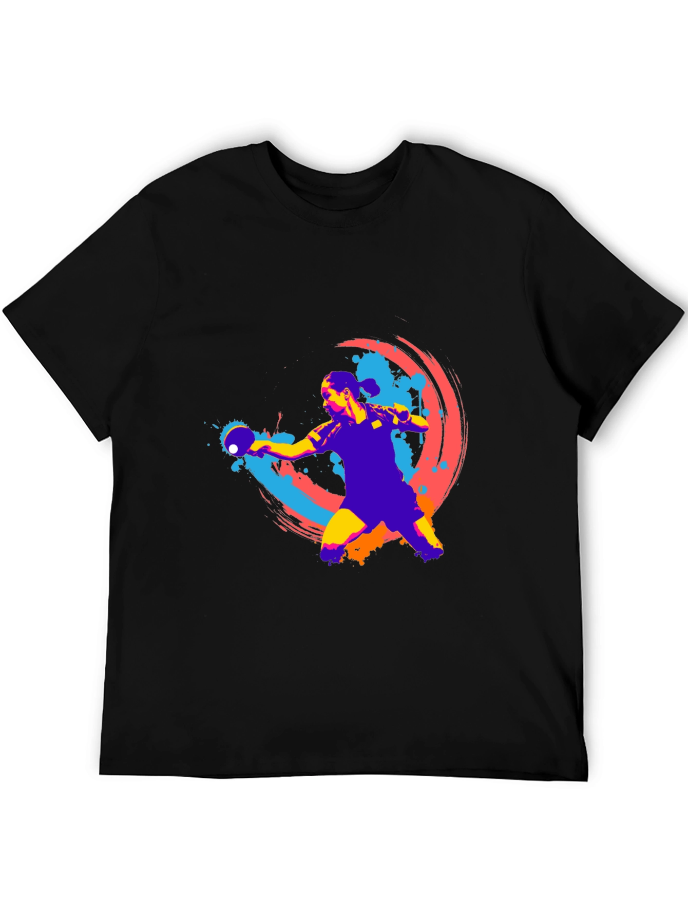 Ping Pong Player Graphic T-Shirt - Black