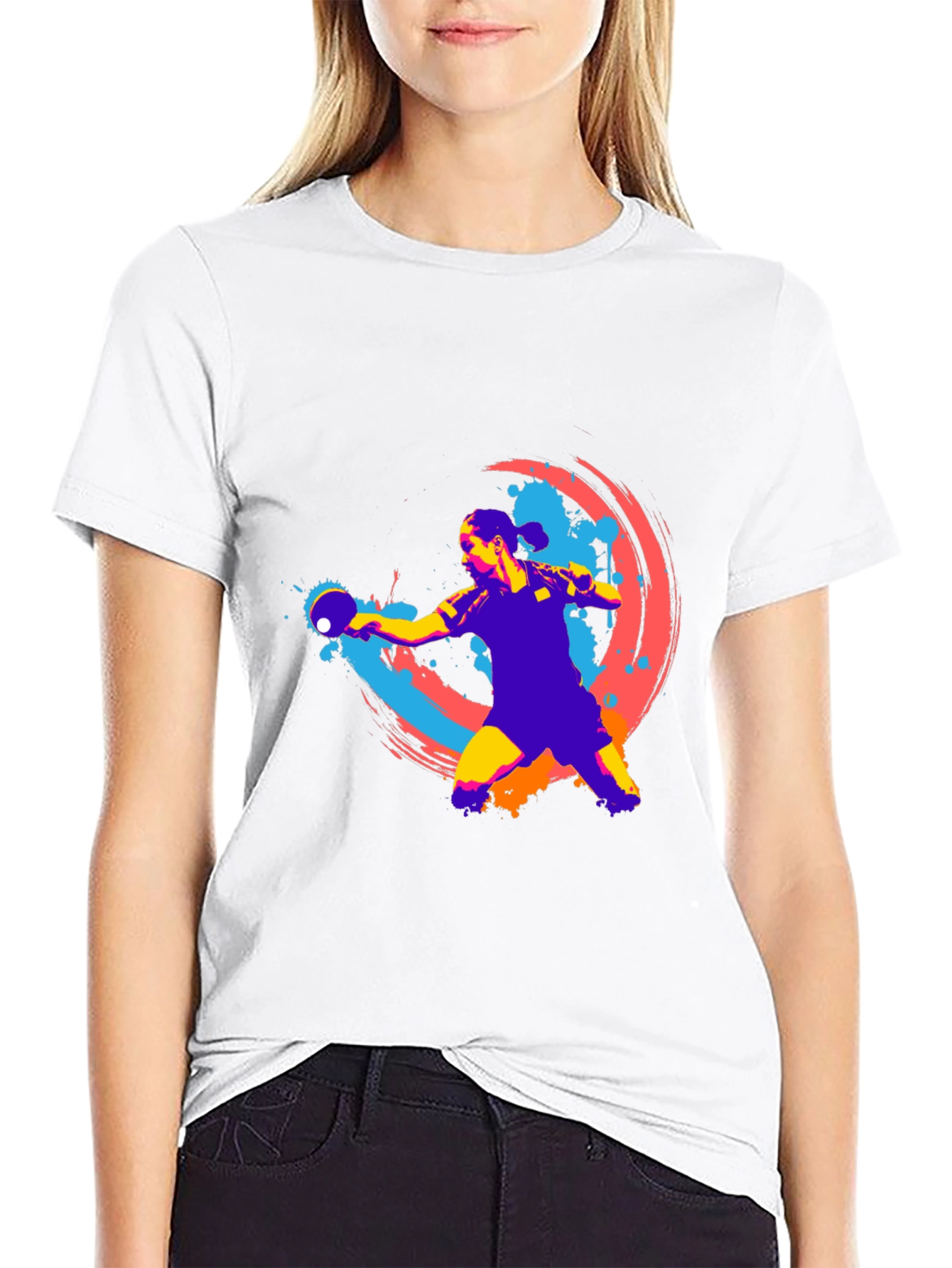 Ping Pong Player Graphic T-Shirt - Black