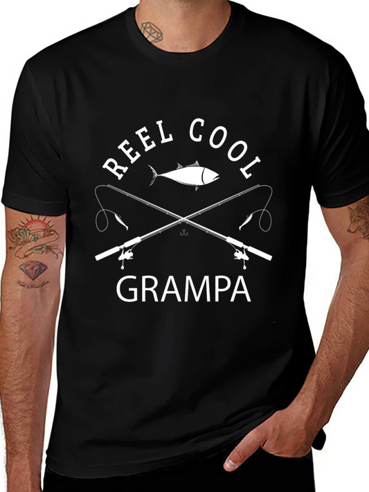 Reel Cool Grampa Fishing T-Shirt - Black