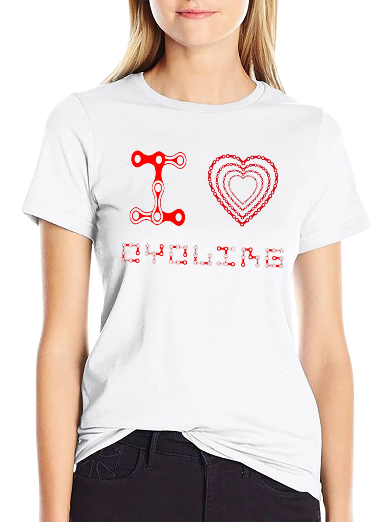 I Heart Cycling T-Shirt - Bike Chain Design Tee