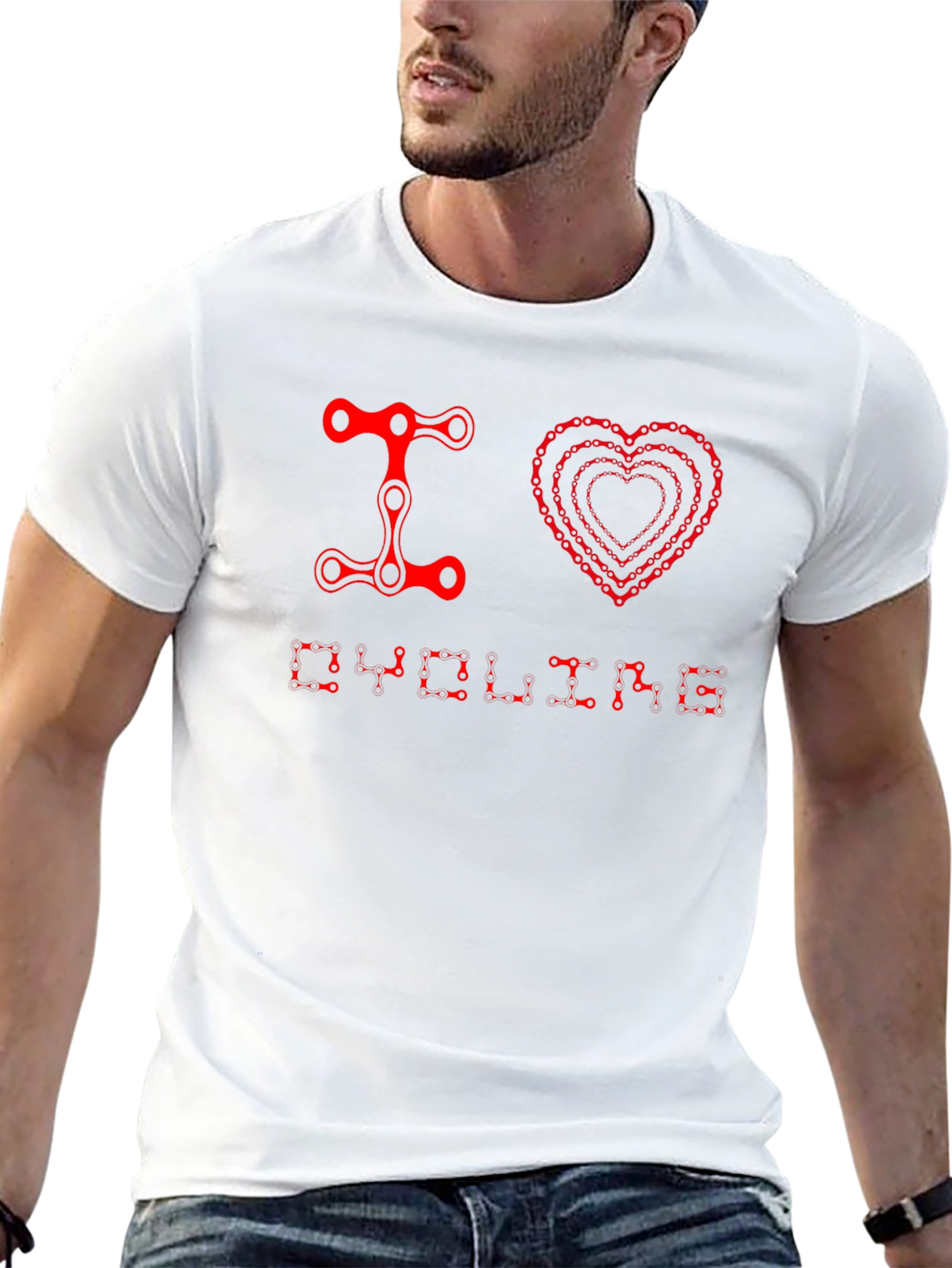 I Heart Cycling T-Shirt - Bike Chain Design Tee