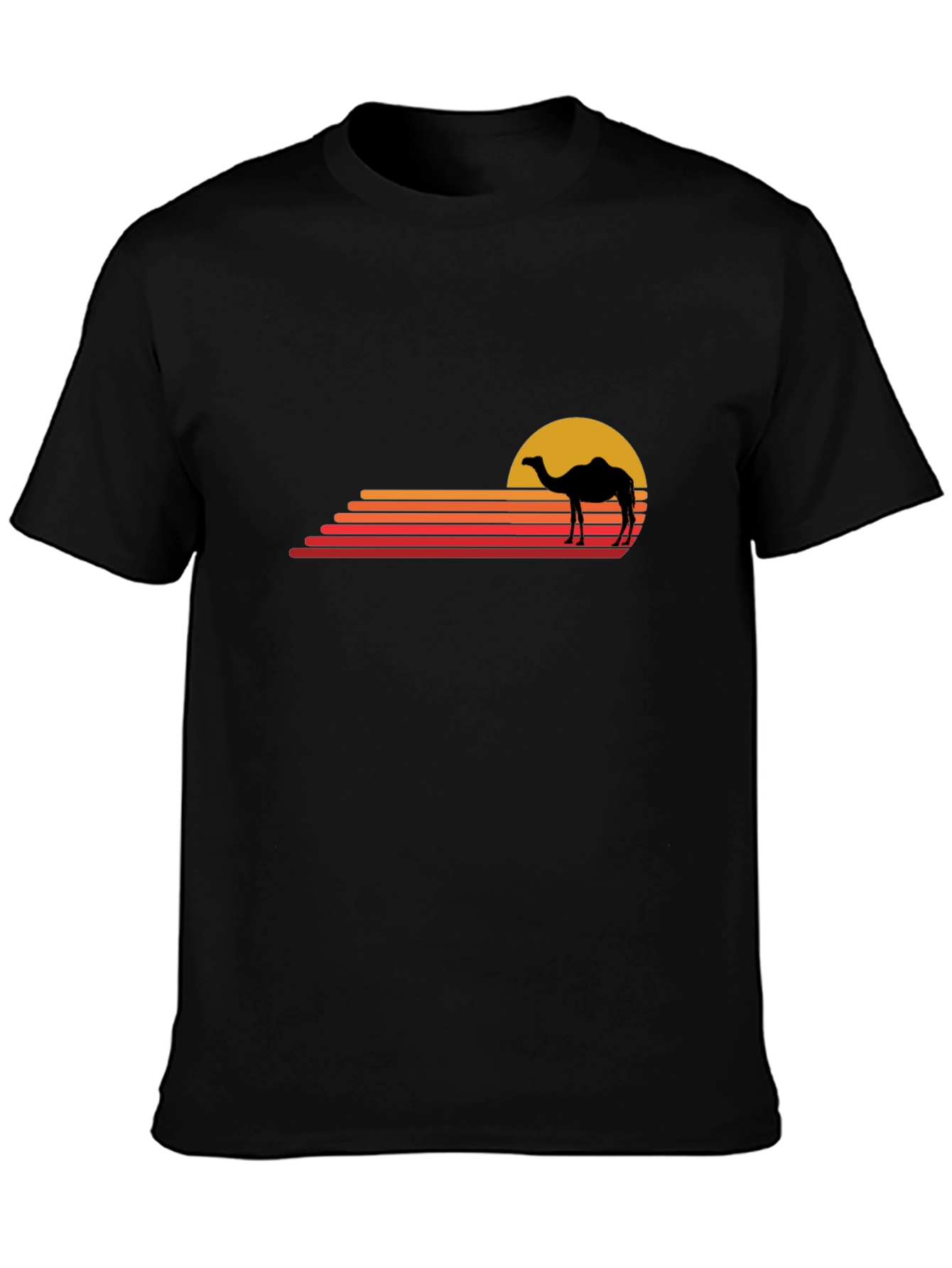 Retro Camel Sunset T-Shirt - Black