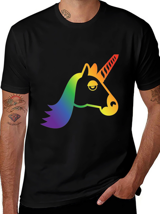 Rainbow Unicorn Graphic Tee - Mens Black T-Shirt