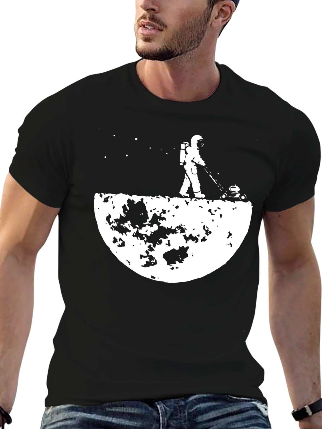 Astronaut Moon Mowing T-Shirt