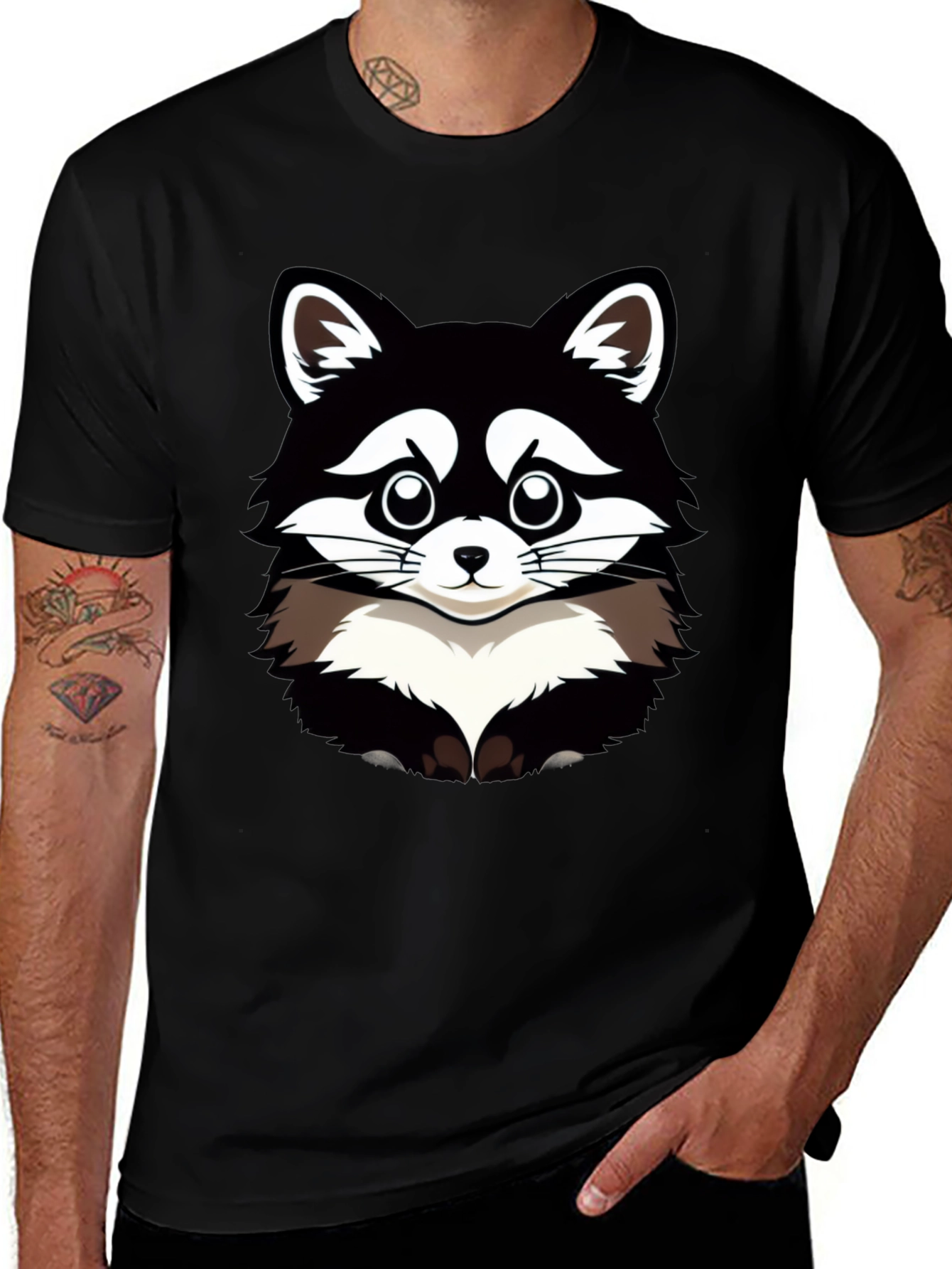Raccoon Graphic T-Shirt - Mens Black Tee