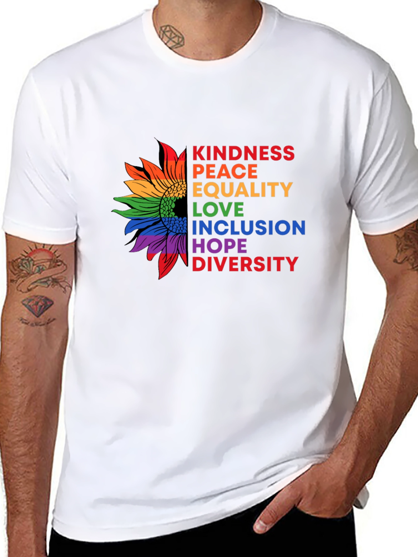 Kindness Peace Equality Sunflower Graphic T-Shirt