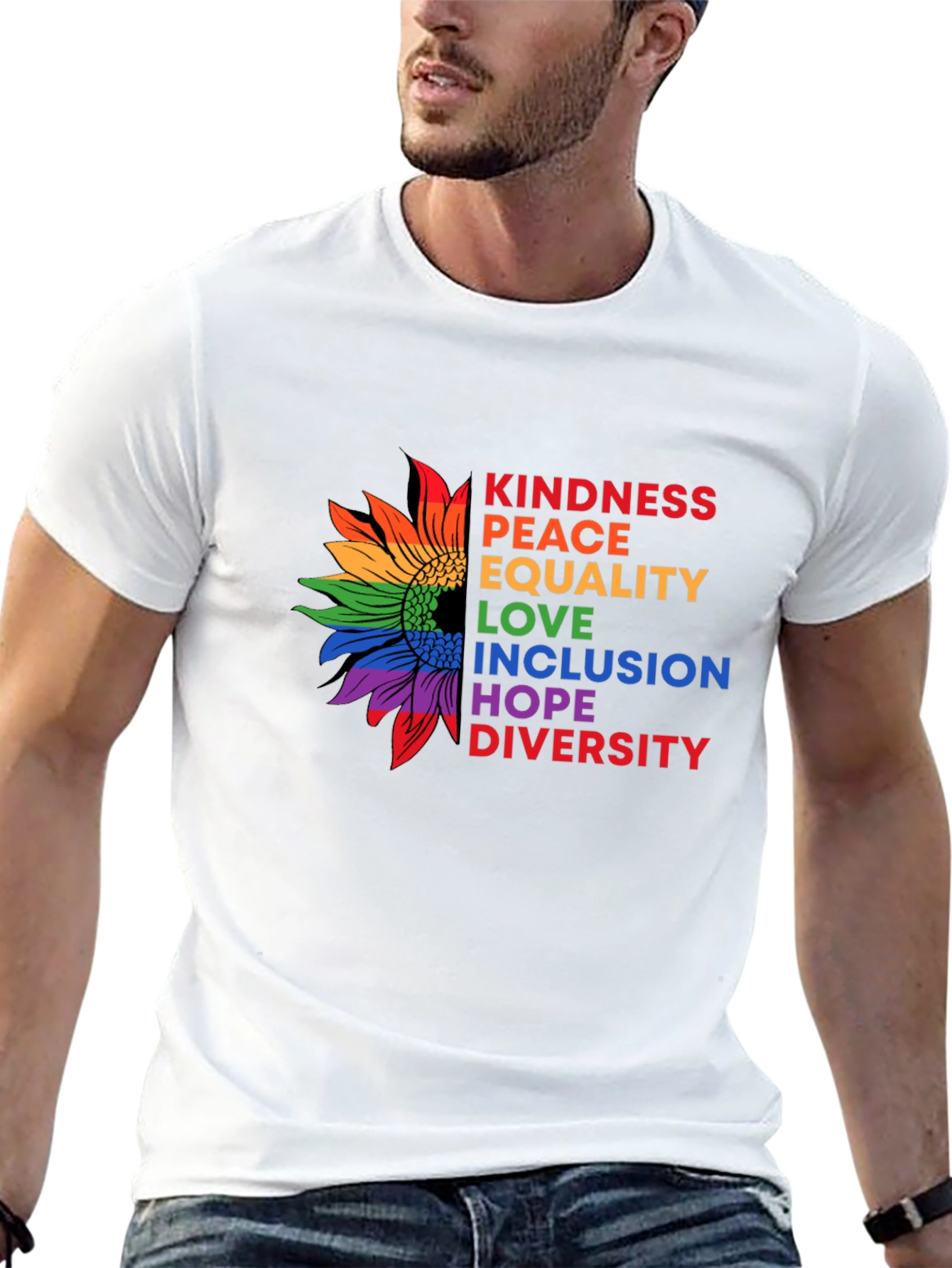 Kindness Peace Equality Sunflower Graphic T-Shirt