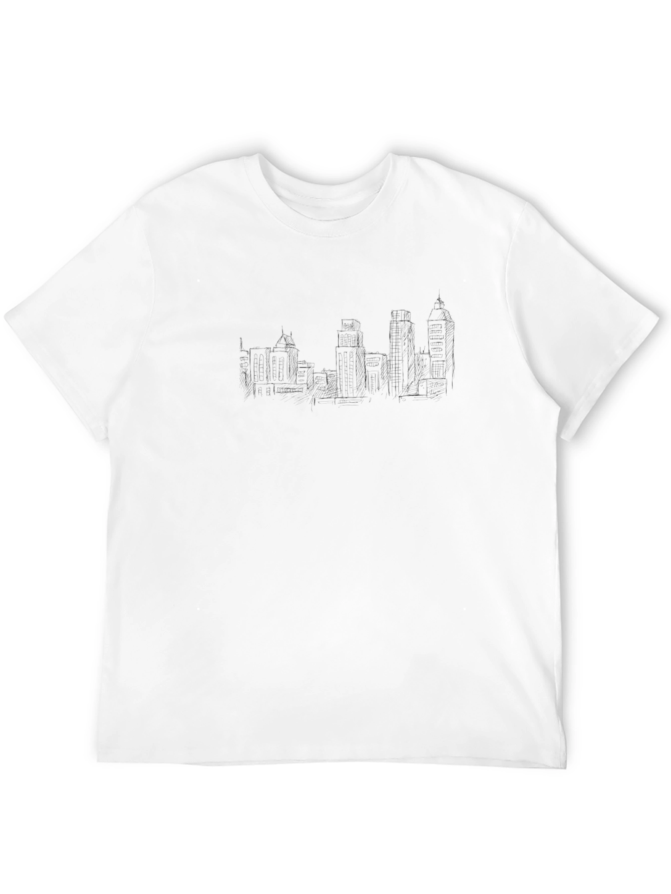Mens Black Graphic Tee - City Skyline